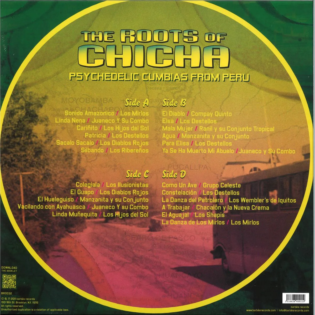 Back cover — The Roots of Chicha — Psychedelic Cumbias from Peru 2x12"