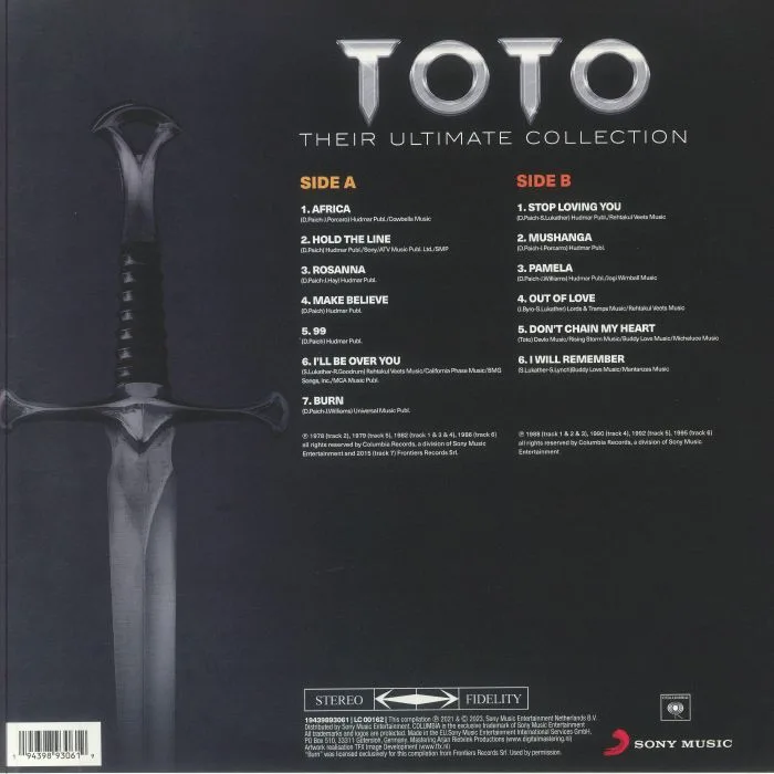 Обратная сторона обложки — TOTO — Their Ultimate Collection
