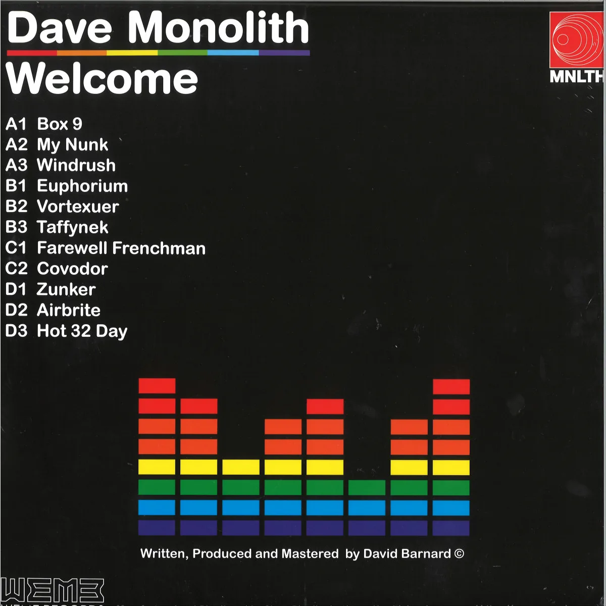 Обратная сторона обложки — Dave Monolith — Welcome 2x12"