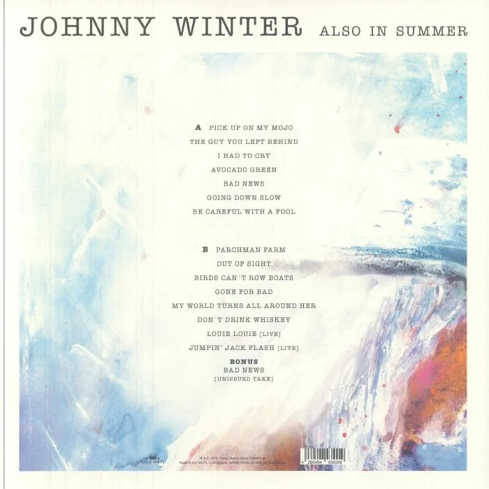 Обратная сторона обложки — Johnny WINTER — Also In Summer