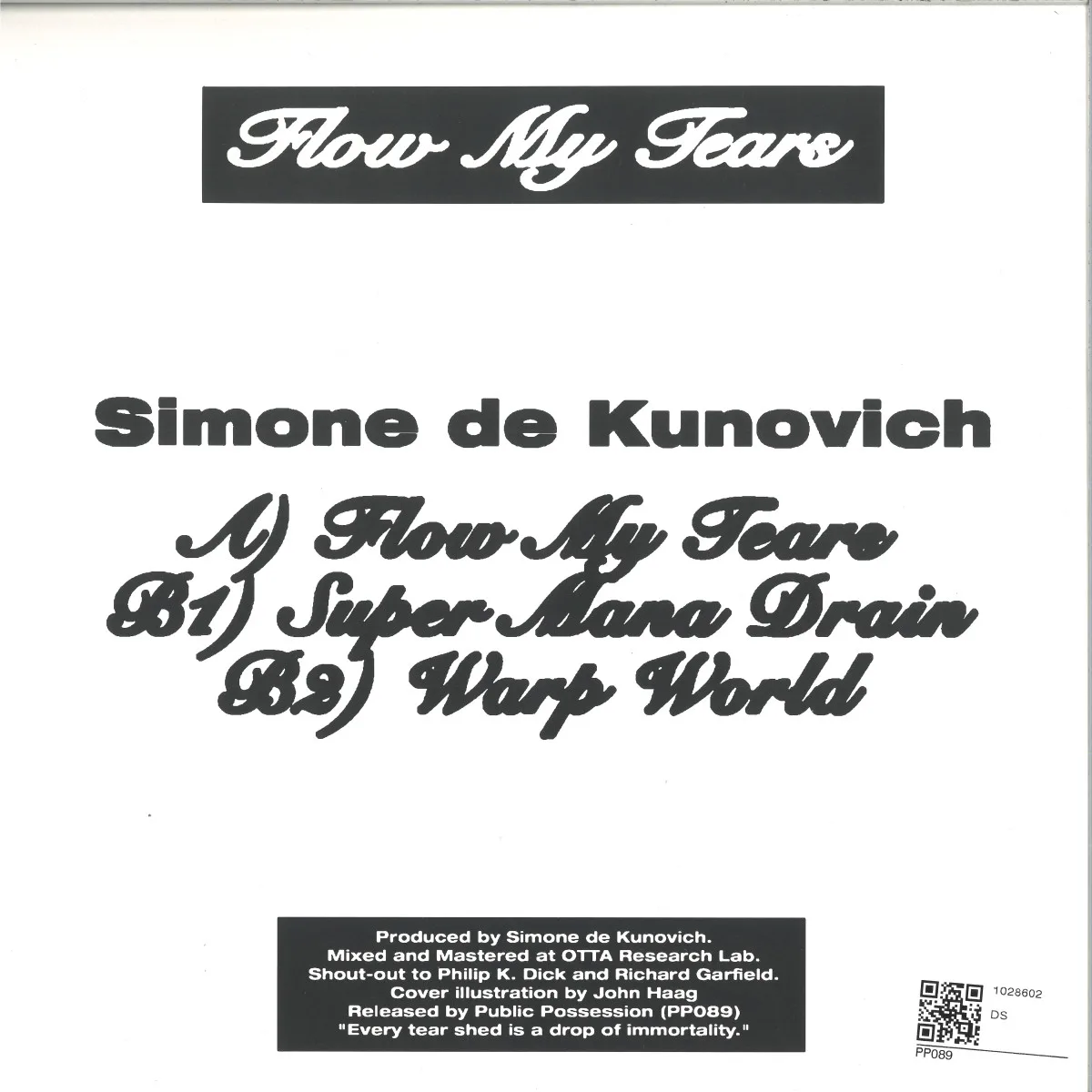 Обратная сторона обложки — Simone De Kunovich — Flow My Tears