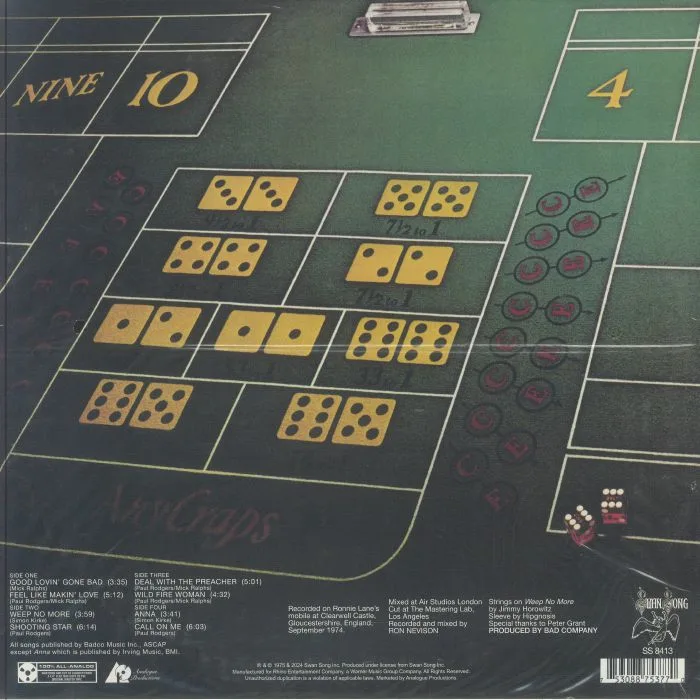 Back cover — BAD COMPANY — Straight Shooter (remastered)
