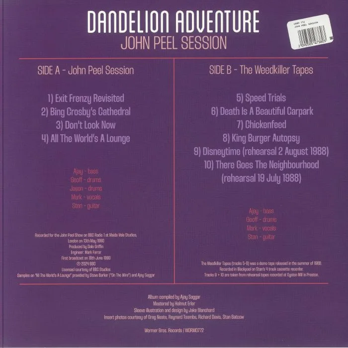 Back cover — DANDELION ADVENTURE — John Peel Session