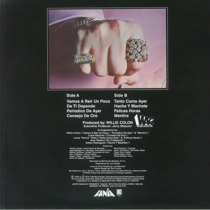 Back cover — Hector LAVOE — De Ti Depende (It's Up To You) (remastered)