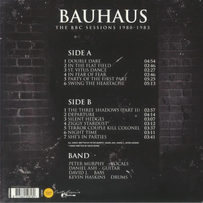 Back cover — BAUHAUS — The BBC Sessions 1980-1983: Live Radio Broadcast