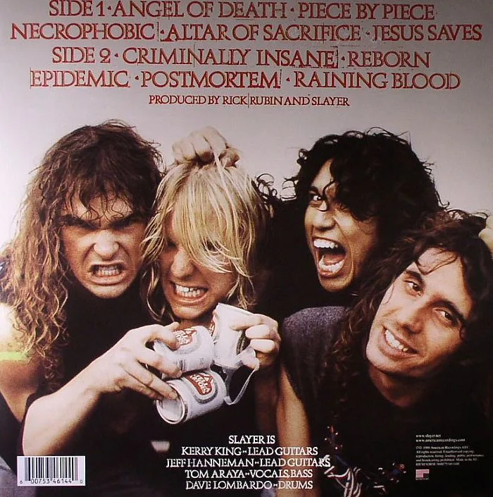 Обратная сторона обложки — SLAYER — Reign In Blood