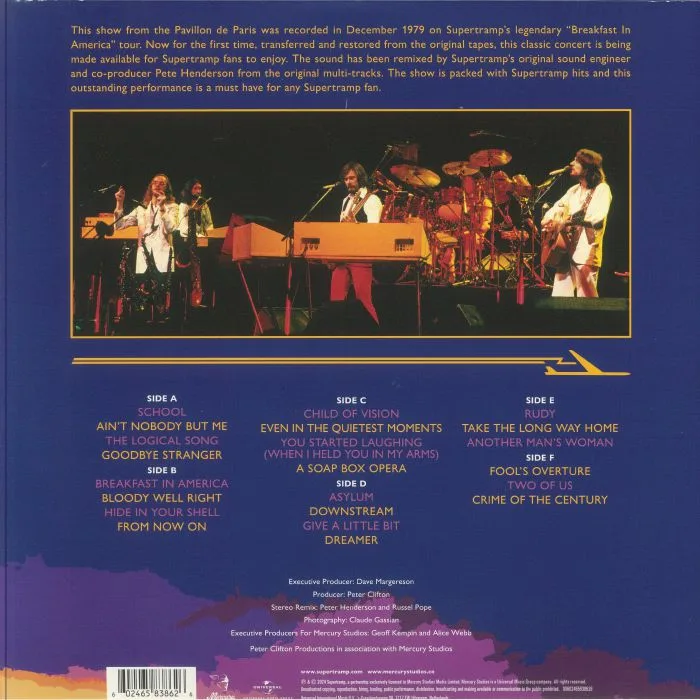 Back cover — SUPERTRAMP — Live In Paris 79