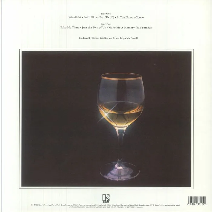 Back cover — Grover WASHINGTON JR — Winelight (Elektra 75 Edition)