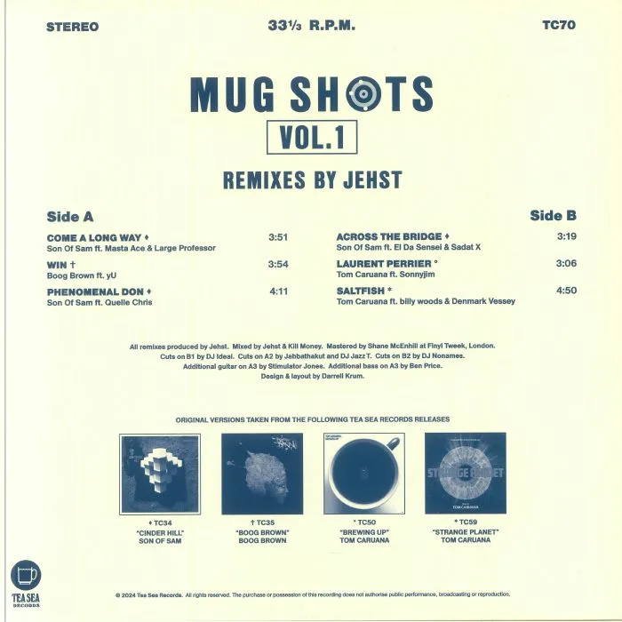 Back cover — JEHST / SON OF SAM / BOOG BROWN / TOM CARUANA — Mug Shots Vol 1: Remixes By Jehst