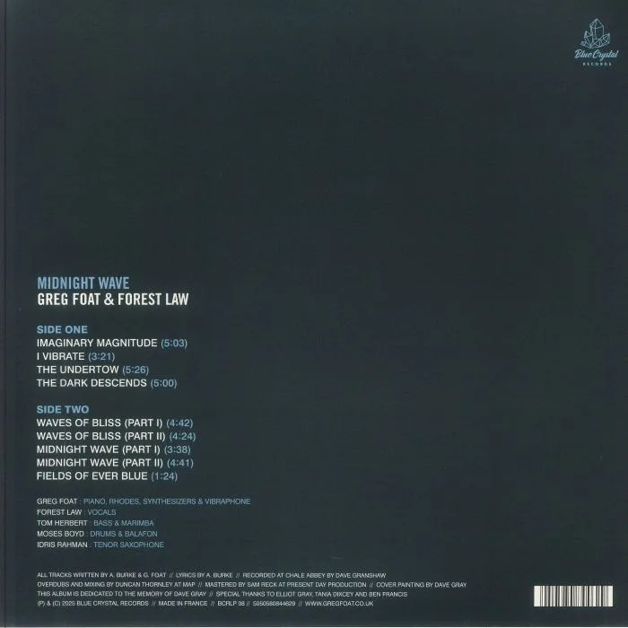 Back cover — Greg FOAT / FOREST LAW — Midnight Wave