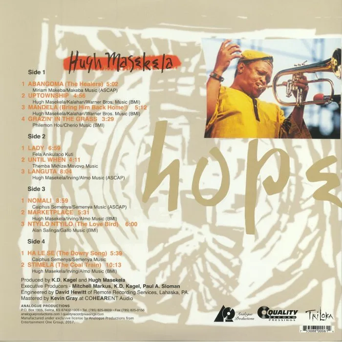Обратная сторона обложки — Hugh MASEKELA — Hope (reissue)