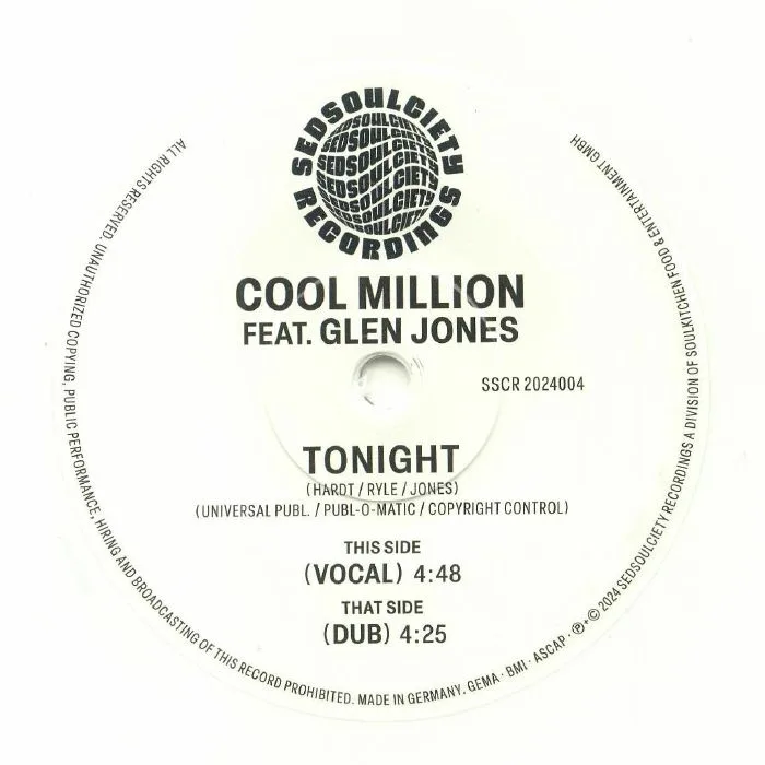 Front cover — COOL MILLION feat GLEN JONES — Tonight