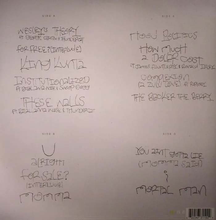 Back cover — Kendrick LAMAR — To Pimp A Butterfly