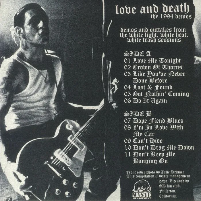 Обратная сторона обложки — SOCIAL DISTORTION — Love & Death: The 1994 Demos