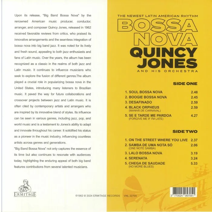 Обратная сторона обложки — Quincy JONES & HIS ORCHESTRA — Big Band Bossa Nova (reissue)