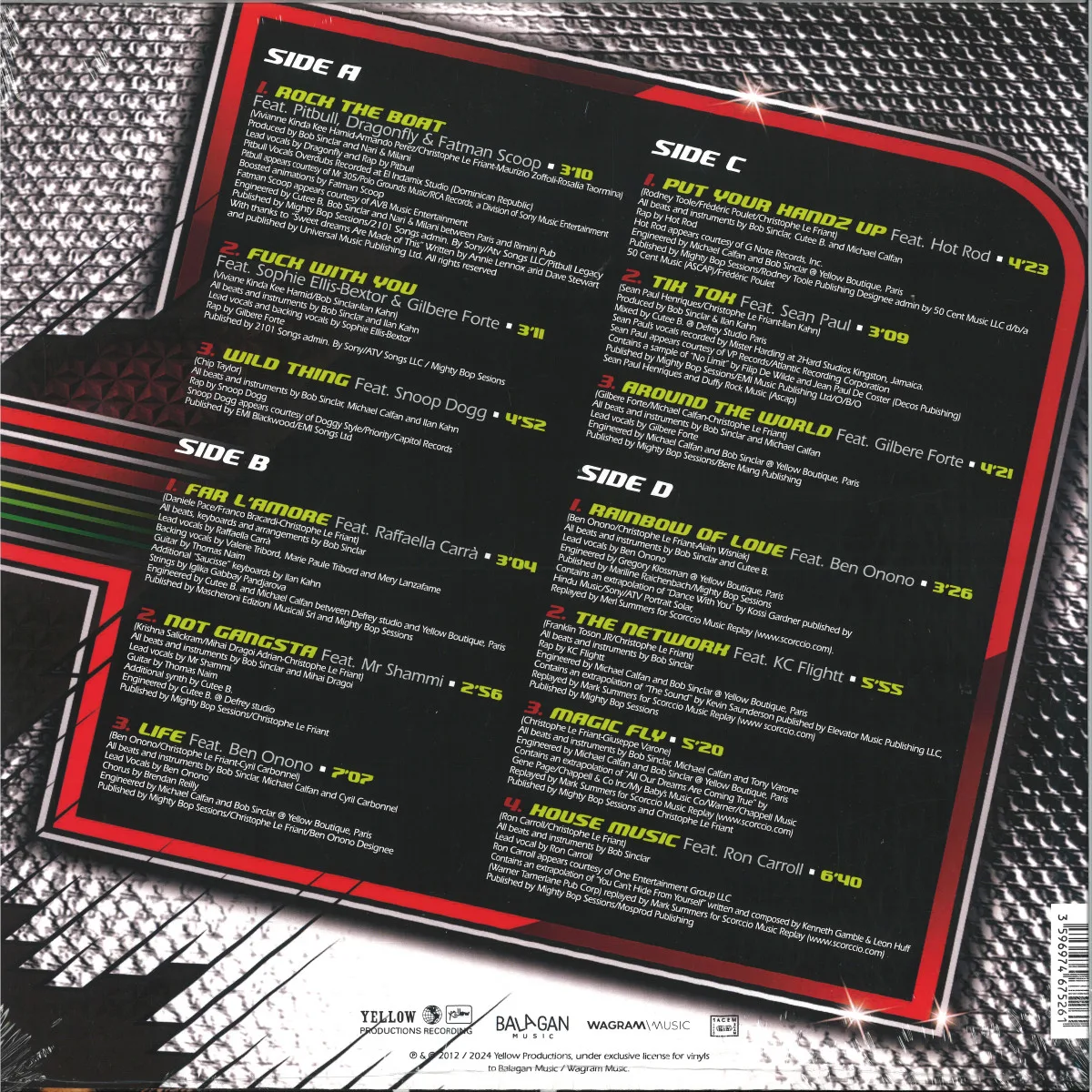 Back cover — Bob Sinclar — DISCO CRASH LP 2x12"