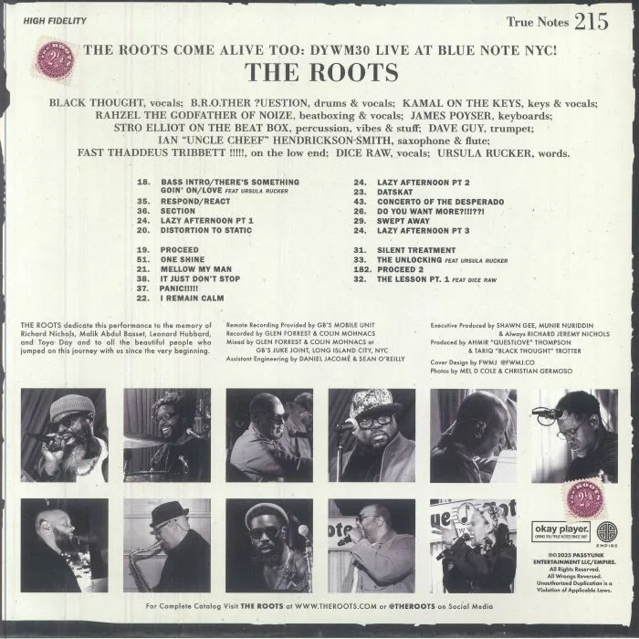 Back cover — The ROOTS — The Roots Come Alive Too: DYWM30 Live At Blue Note NYC