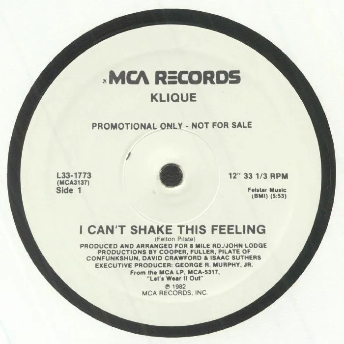 Обратная сторона обложки — KLIQUE — I Can't Shake This Feeling (reissue)
