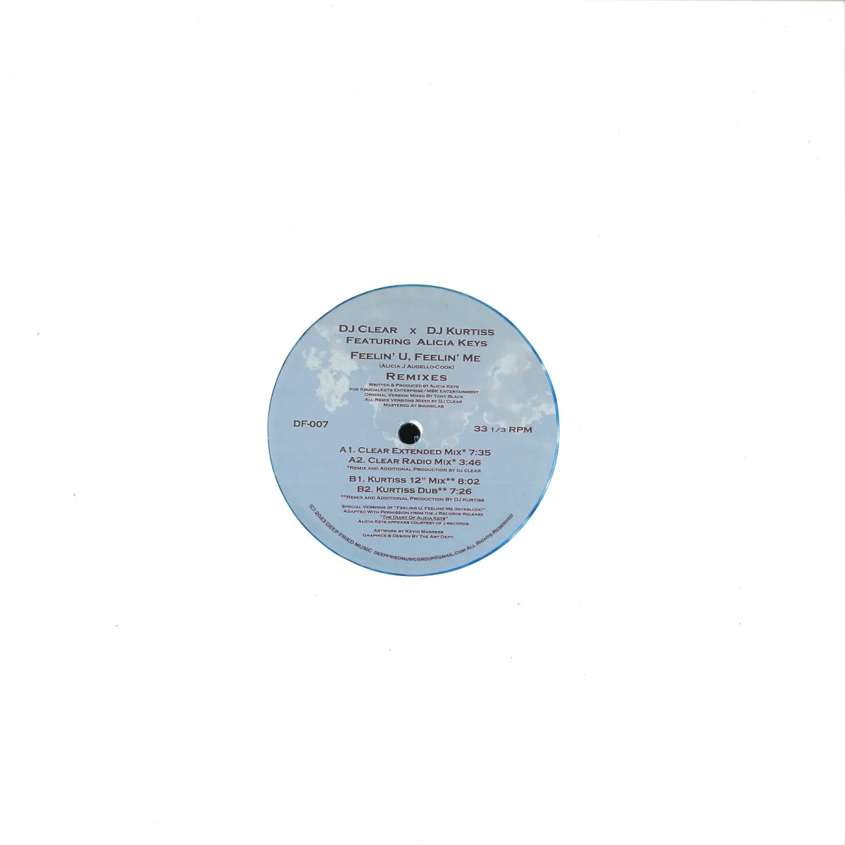 Back cover — Dj Clear X Dj Kurtissft.Alicia Keys — Feelin’ U, Feelin’ Me