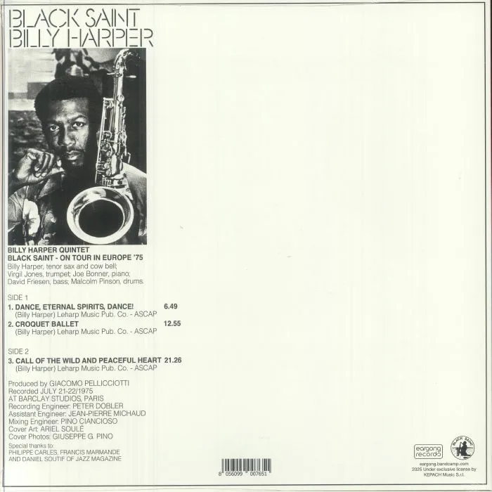 Back cover — Bill HARPER — Black Saint (reissue)