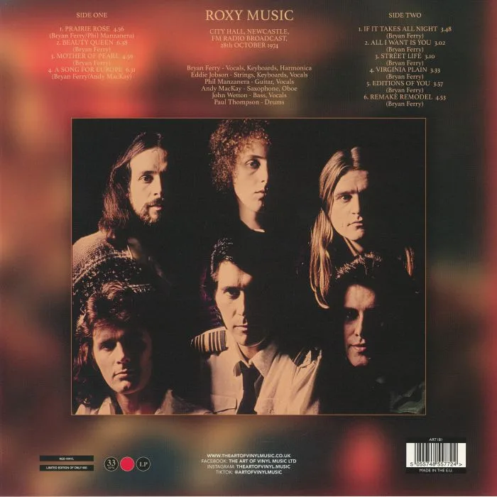 Обратная сторона обложки — ROXY MUSIC — City Hall Newcastle 28th October 1974 FM Radio Broadcast