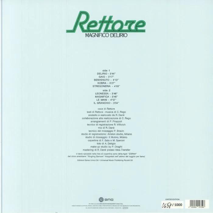 Обратная сторона обложки — Donatella RETTORE — Magnifico Delirio (45th Anniversary Edition)