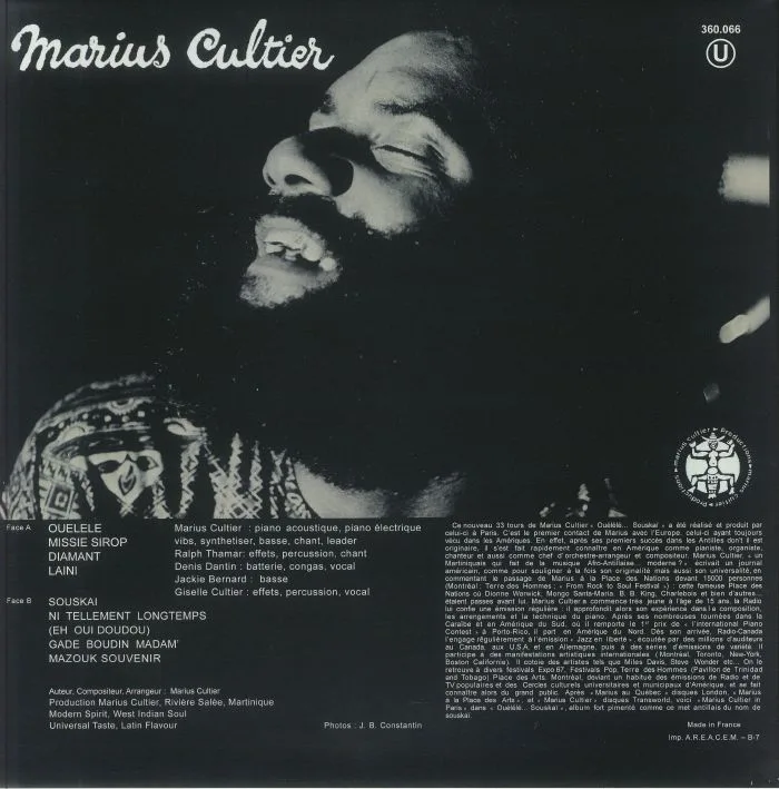 Back cover — Marius CULTIER — Ouelele Souskai (reissue)