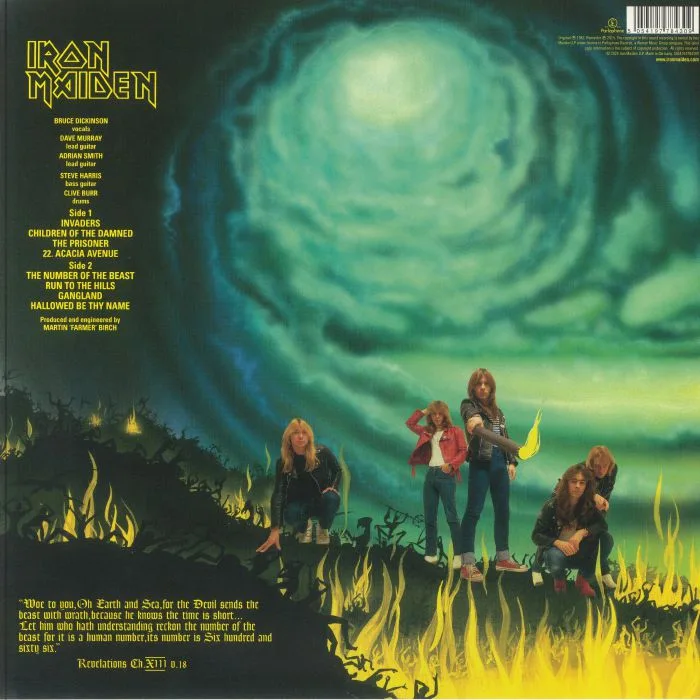 Back cover — IRON MAIDEN — The Number Of The Beast (remastered)