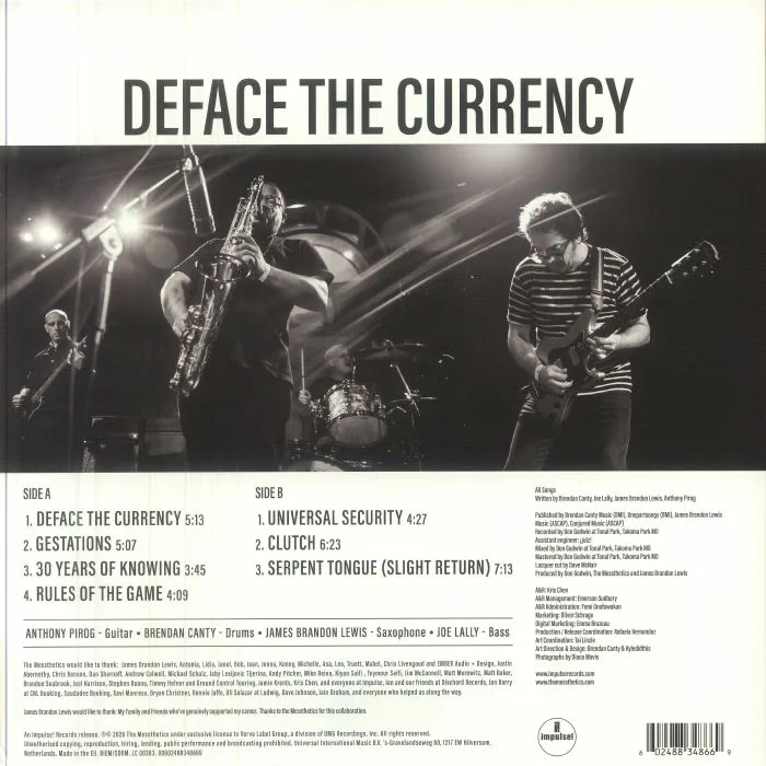 Обратная сторона обложки — The MESSTHETICS / JAMES BRANDON LEWIS — Deface The Currency