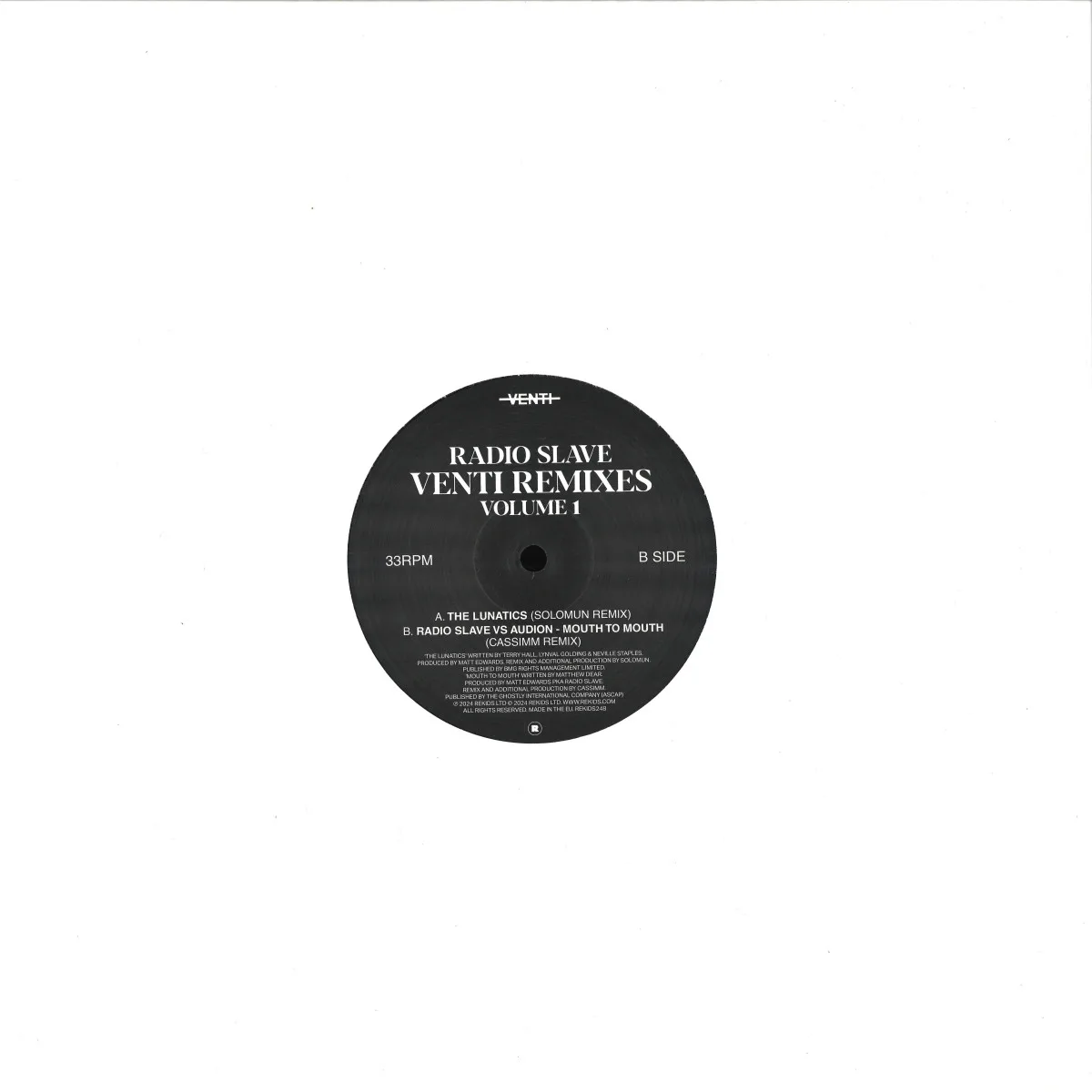 Обратная сторона обложки — Radio Slave — Venti Remixes Vol. 1