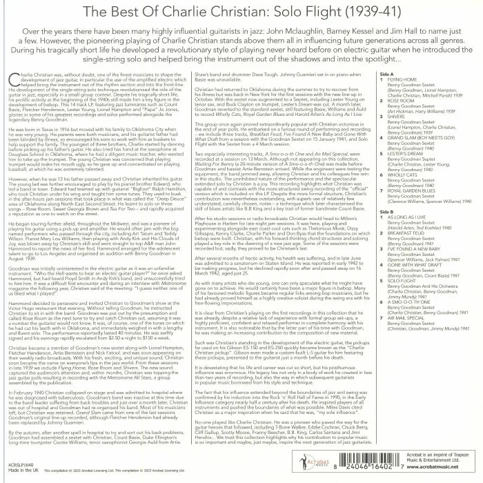 Обратная сторона обложки — Charlie CHRISTIAN — Solo Flight: Best Of 1939-1941