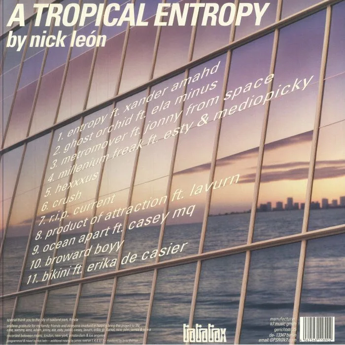 Back cover — Nick LEON — A Tropical Entropy