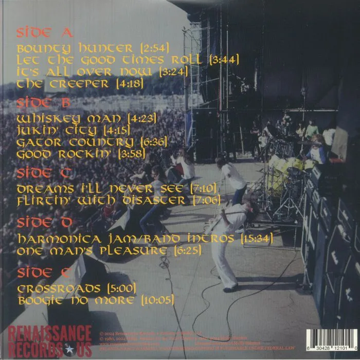 Back cover — Molly HATCHET — Live At The Royal Oak Theater Royal Oak Michigan March 31 1980