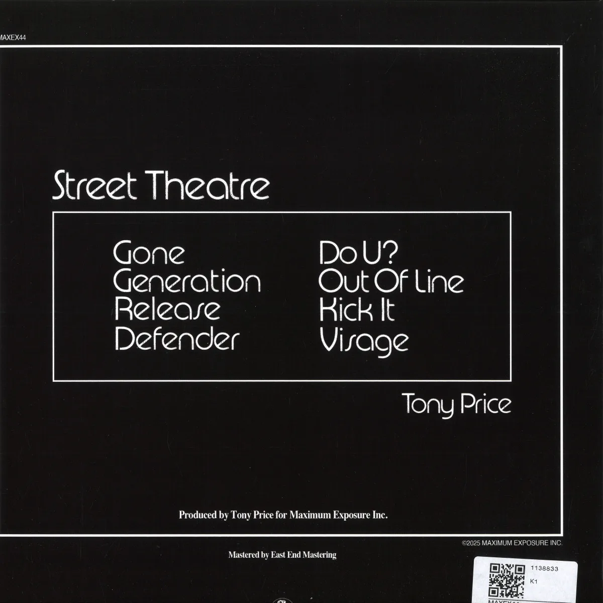 Back cover — Tony Price — Street Theatre