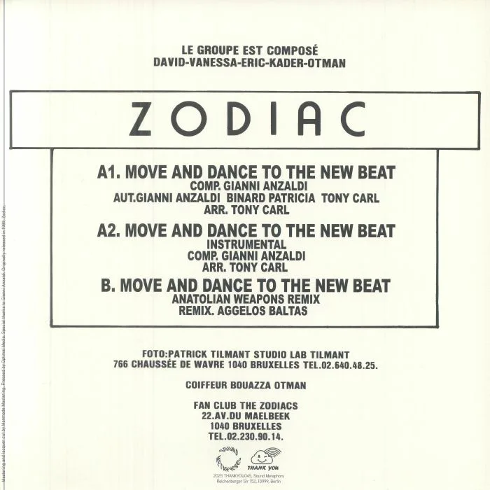 Обратная сторона обложки — The ZODIACS — Move & Dance To The New Beat
