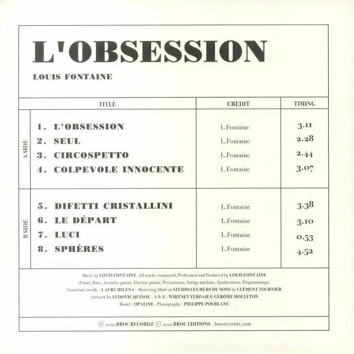 Обратная сторона обложки — LOUIS FONTAINE — L'Obsession