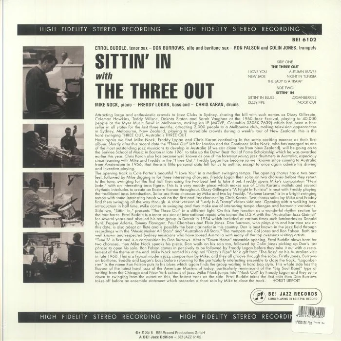 Обратная сторона обложки — The THREE OUT — Sittin' In (Reissue)