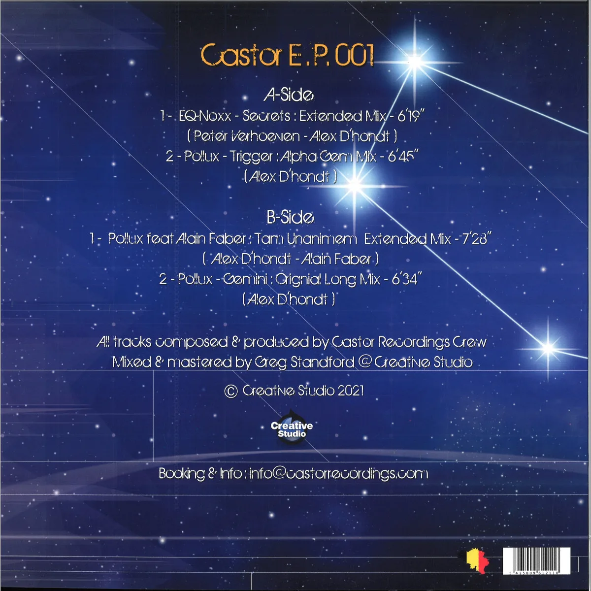 Обратная сторона обложки — Eq-Noxx/Pollux — CASTOR EP 001