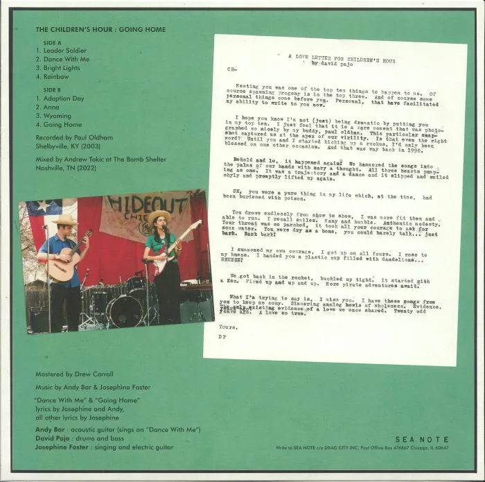 Back cover — The CHILDREN'S HOUR — Going Home