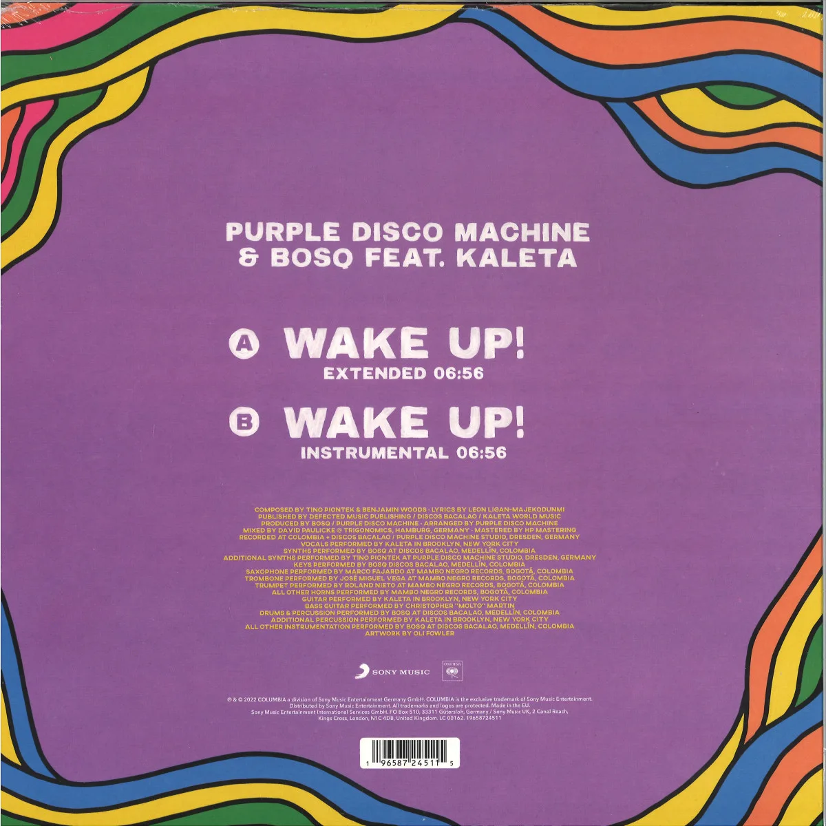 Обратная сторона обложки — Purple Disco Machine & Bosq feat. Kaleta — Wake Up! EP