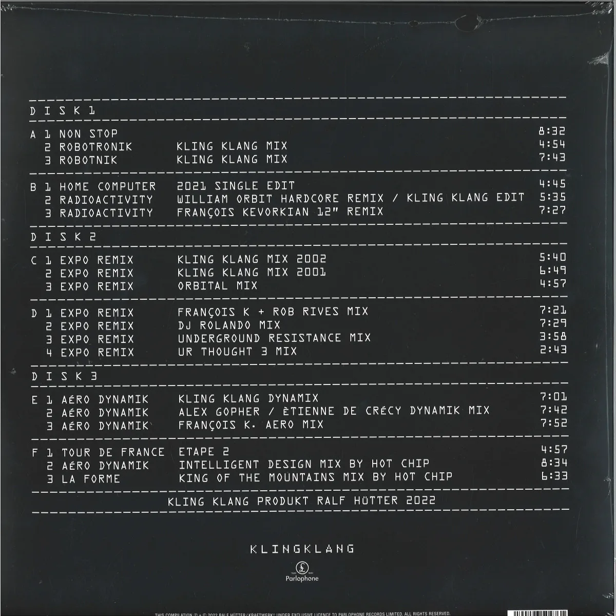 Back cover — Kraftwerk — Remixes 3x12"