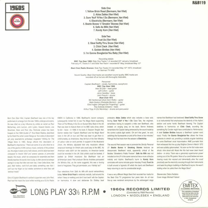 Back cover — CAPTAIN BEEFHEART & HIS MAGIC BAND — Broadcast From London & Bremen 1968-72