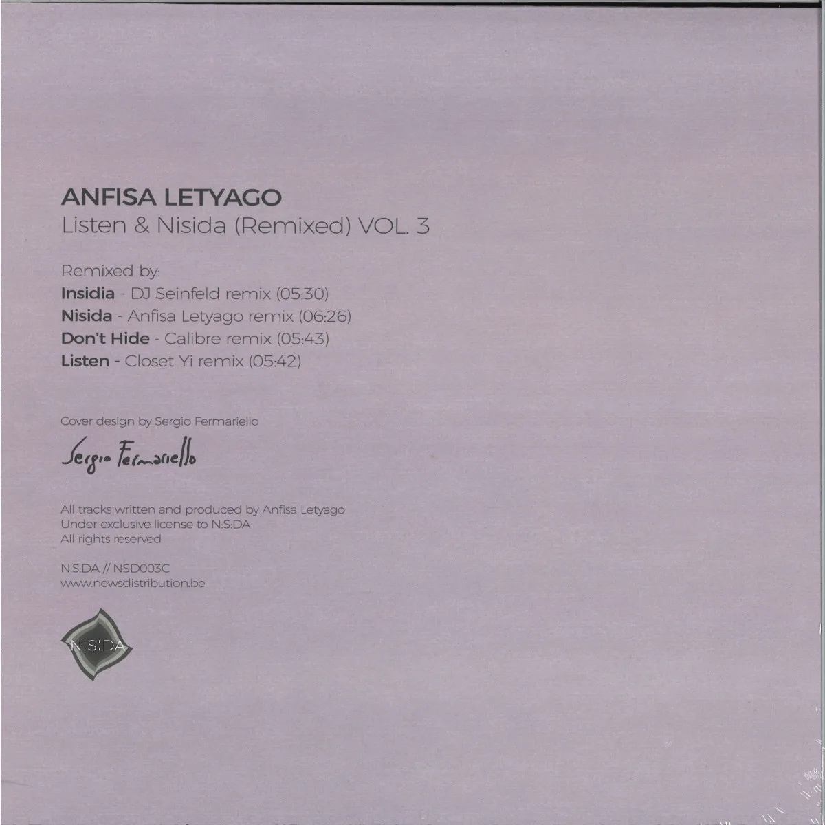 Обратная сторона обложки — Anfisa Letyago — LISTEN & NISIDA EP VOL. 3