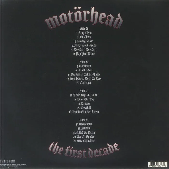 Back cover — MOTORHEAD — The First Decade