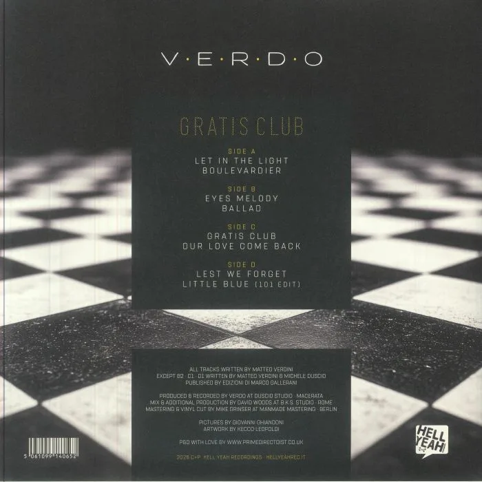 Обратная сторона обложки — Verdo — Gratis Club LP 2x12"