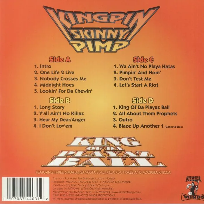 Back cover — KINGPIN SKINNY PIMP — King Of Da Playaz Ball