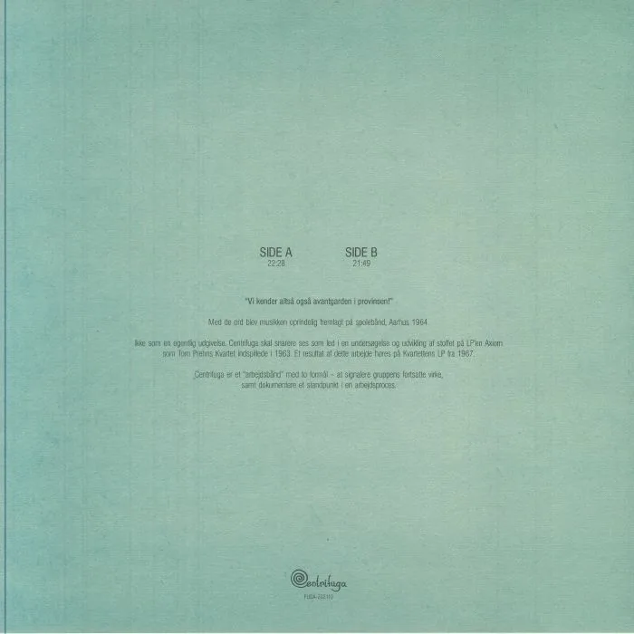Back cover — TOM PREHN KVARTET — Centrifuga (remastered)