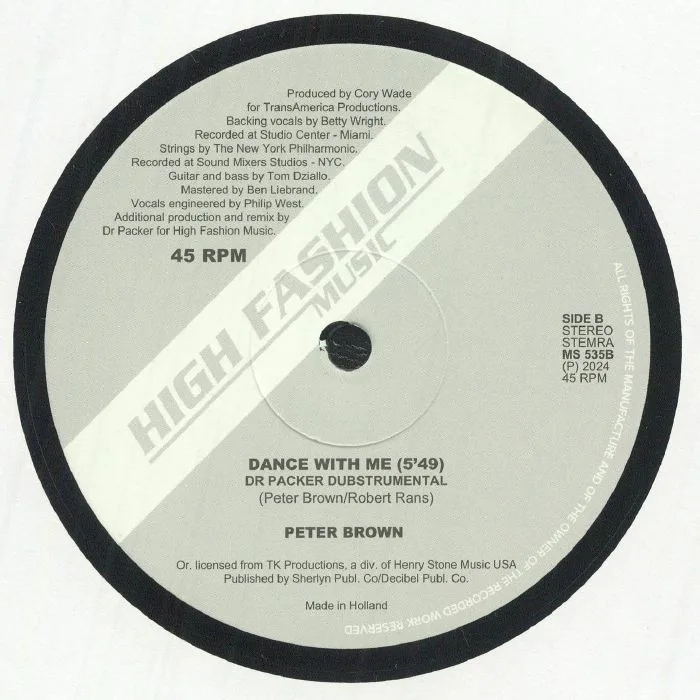 Обратная сторона обложки — Peter BROWN — Dance With Me (Dr Packer Remixes)