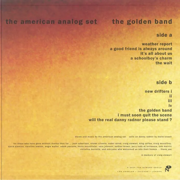 Back cover — The AMERICAN ANALOG SET — The Golden Band (25th Anniversary Edition)