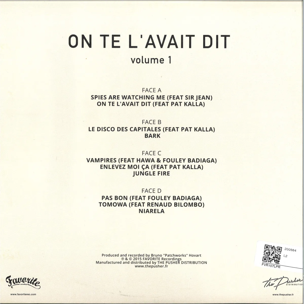 Обратная сторона обложки — Voilaaa — On Te L'avait Dit LP 2x12"
